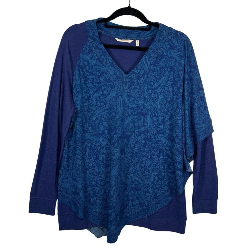 Soft Surroundings Madeline Tunic Sweater Women’s PL Blue Layered Knit Lagenlook